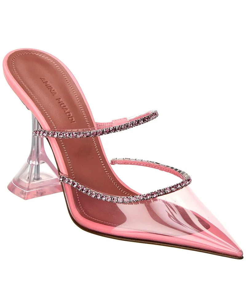 Amina Muaddi Gilda Vinyl & Leather Pump Pink