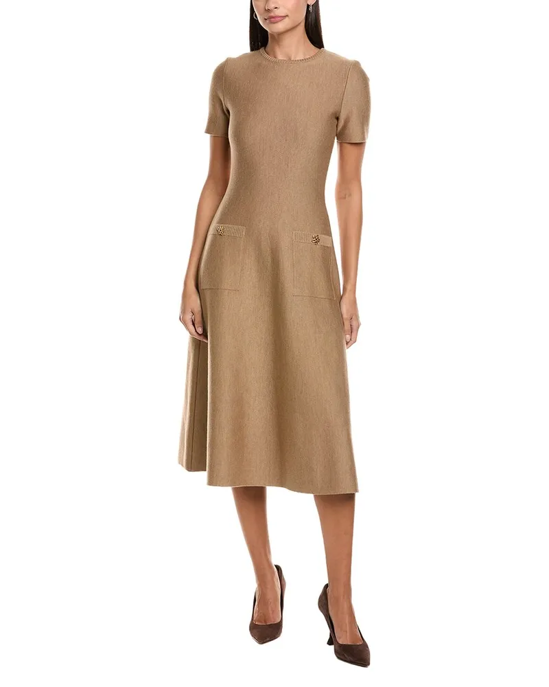 Oscar de la Renta Wool-Blend A-Line Dress White