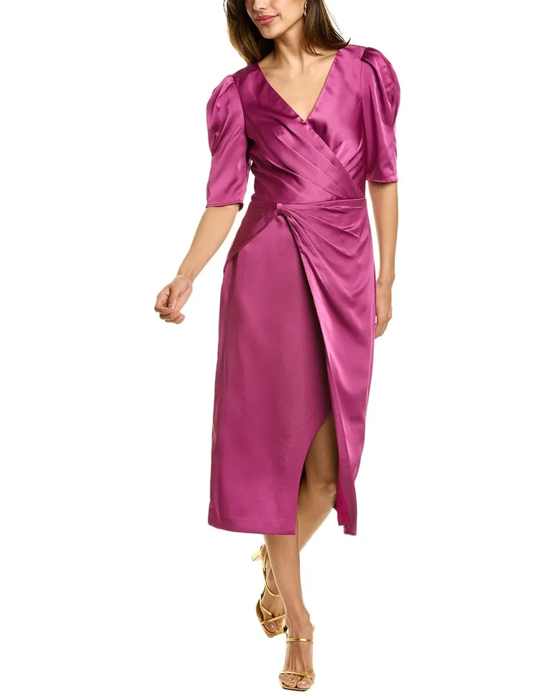THEIA Ina Cocktail Midi Dress Red