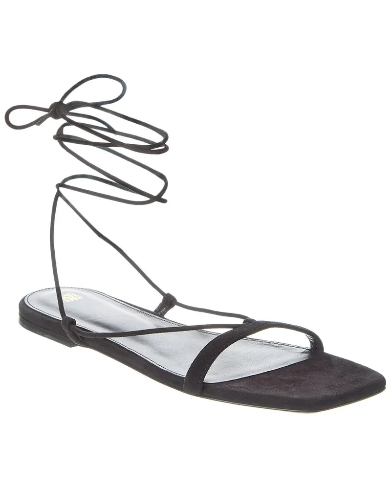 Totême Tie-Fastening Suede Sandal Black