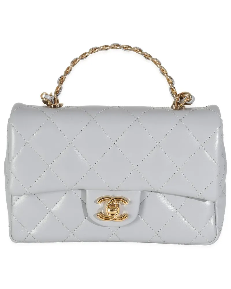 Chanel Gray Quilted Leather Mini CC Top Handle Flap Bag (Authentic Pre-Loved Nocolor