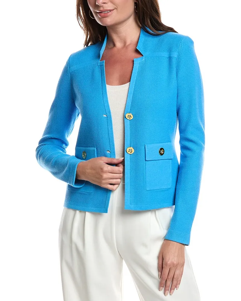 ST. JOHN Pique Knit Jacket Blue