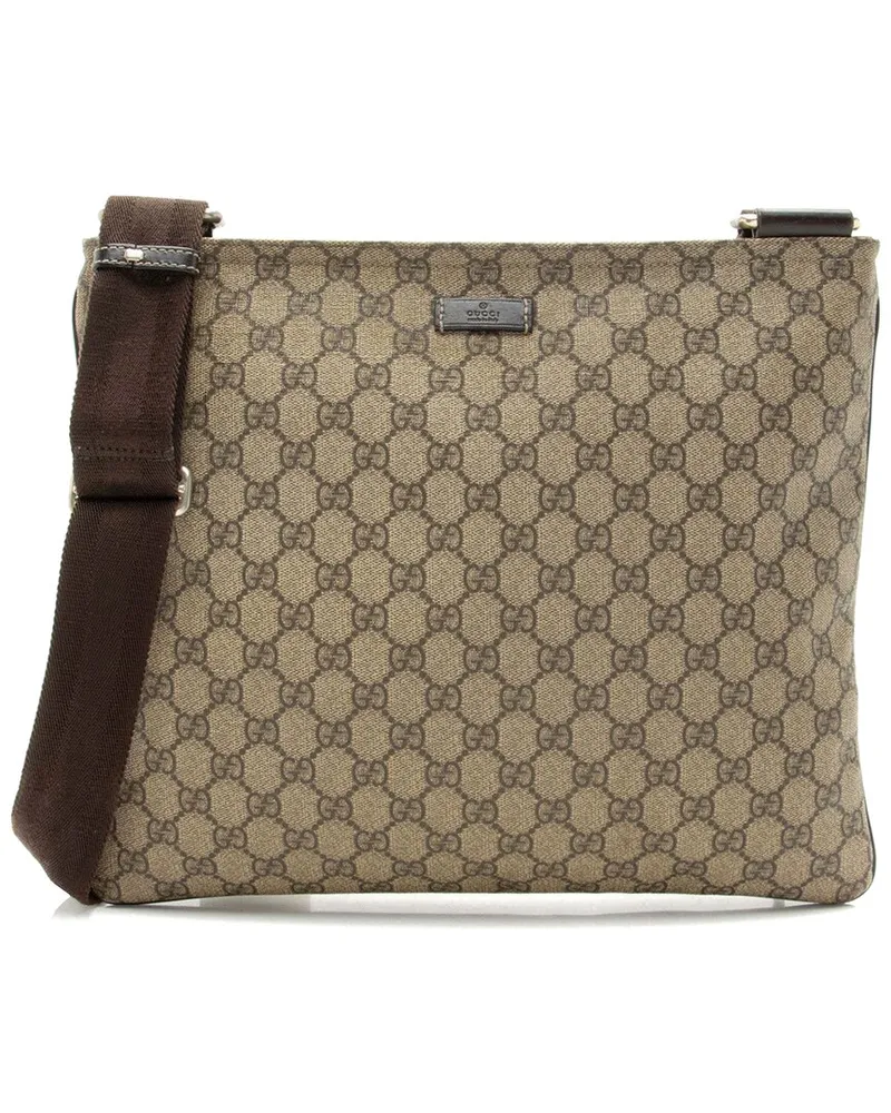 Gucci Brown GG Supreme Canvas Classic Flat Medium Messenger (Authentic Pre-  Loved Nocolor