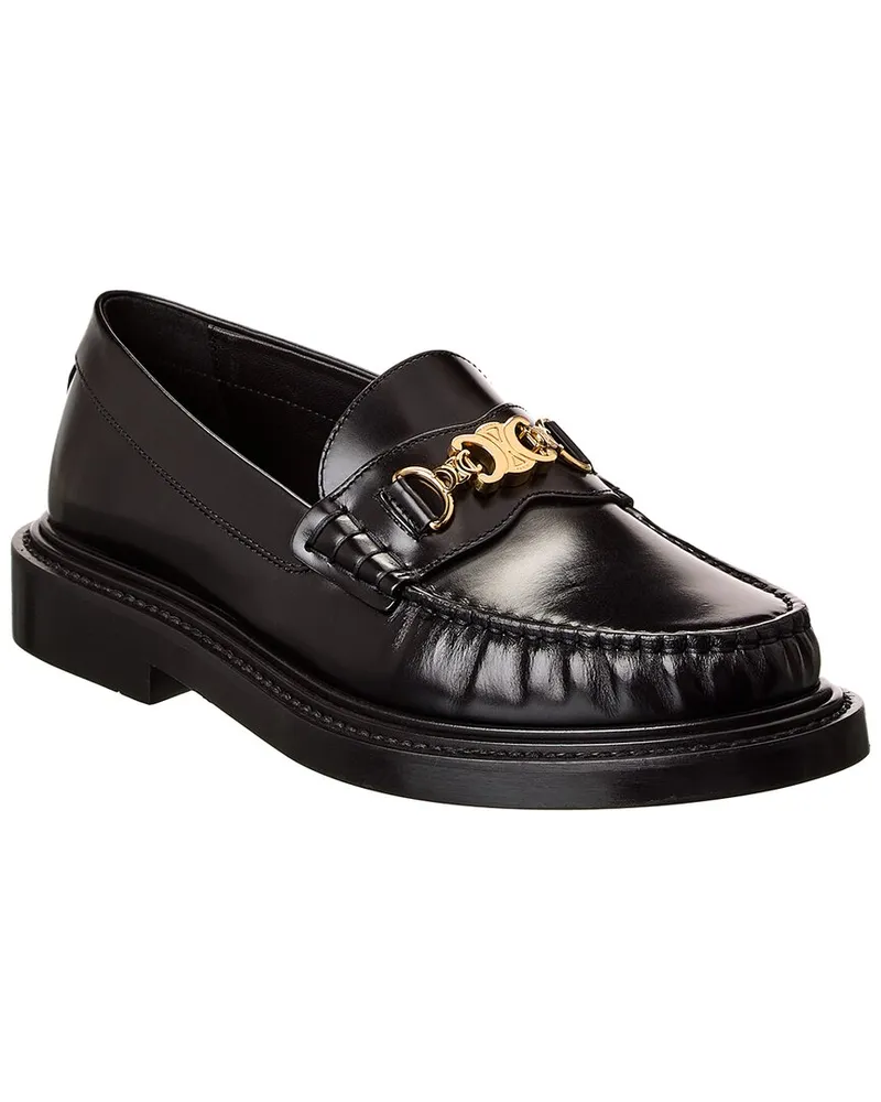 Celine Universite Triomphe Chain Leather Loafer Black