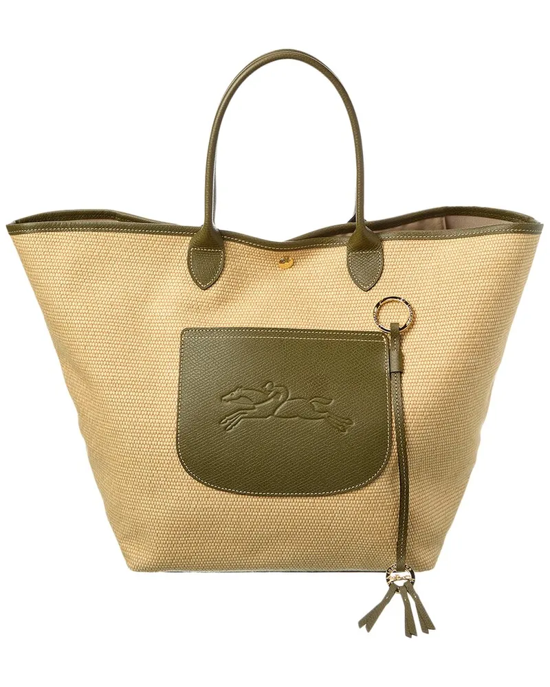 Longchamp Le Pliage Collection Large Raffia Basket Bag Purple