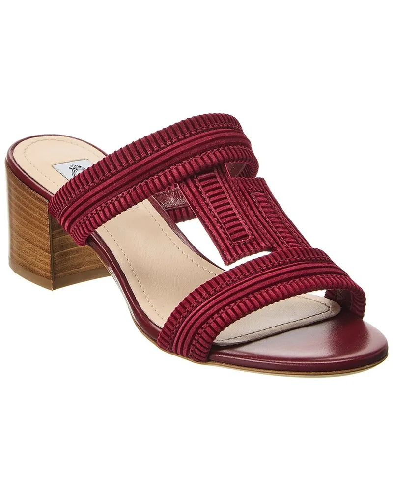 TOD'S Double T Strap Suede Sandals Red