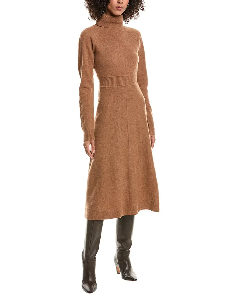 Derek Lam Bethany Turtleneck Wool Sweaterdress Brown
