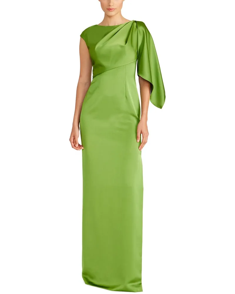THEIA Tilly Satin Draped Column Gown Nocolor