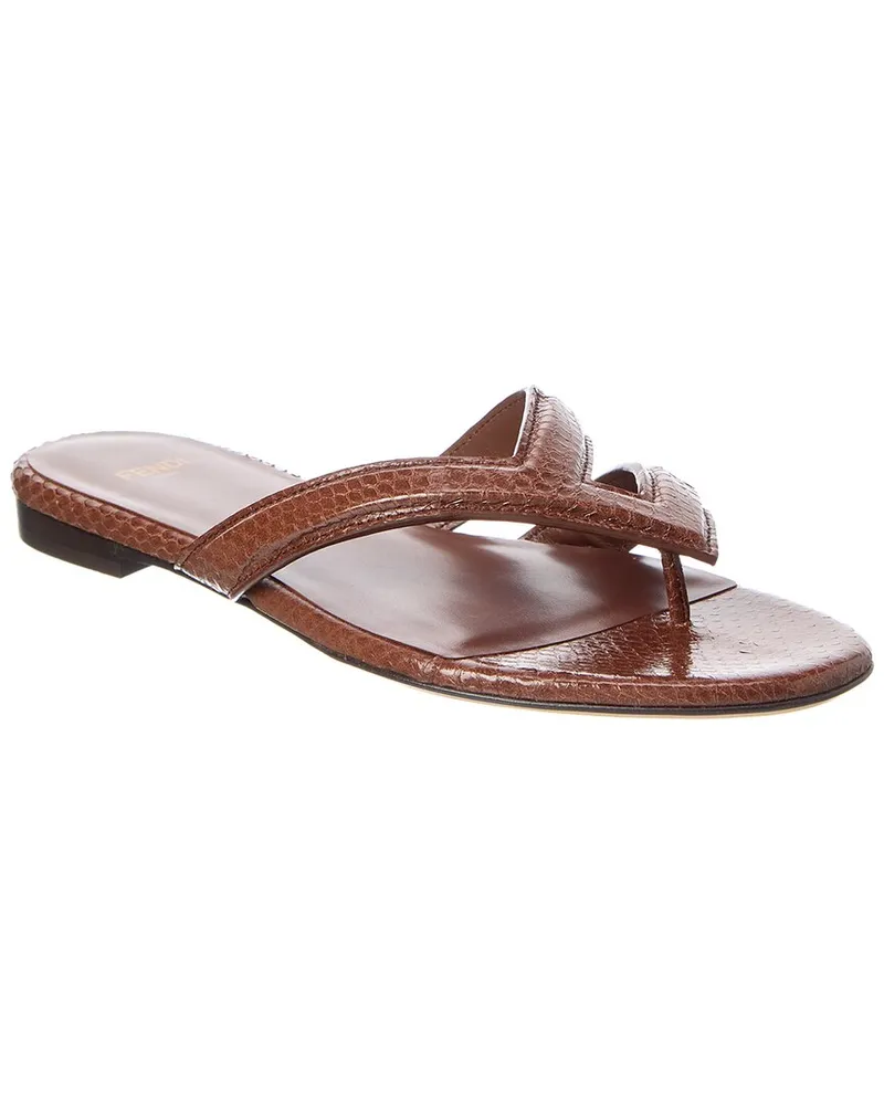 Fendi Fling Snakeskin Sandal Brown