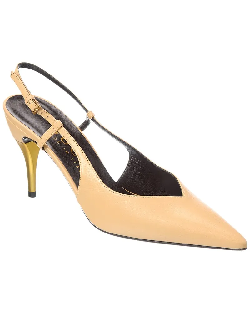 Gucci Leather Slingback Pump Beige