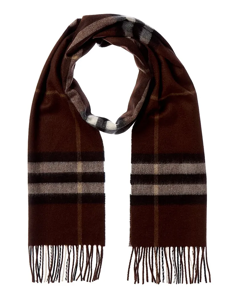 Burberry Check Cashmere Scarf Brown