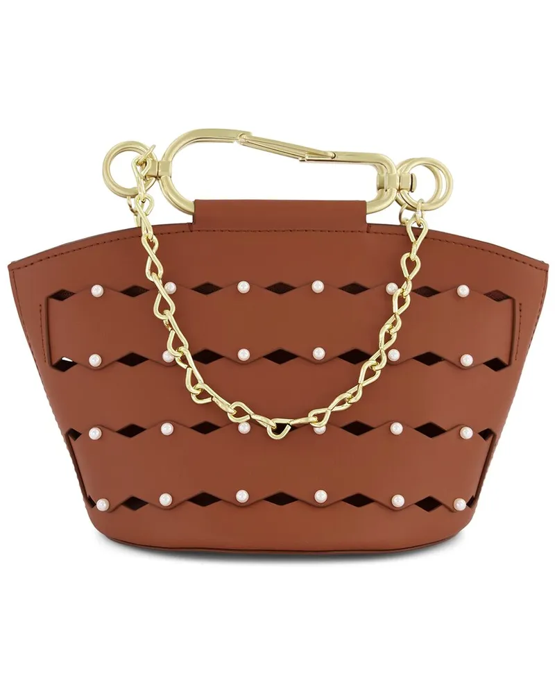 Zac Posen Belay Mini Zipped Leather Bucket Bag Brown