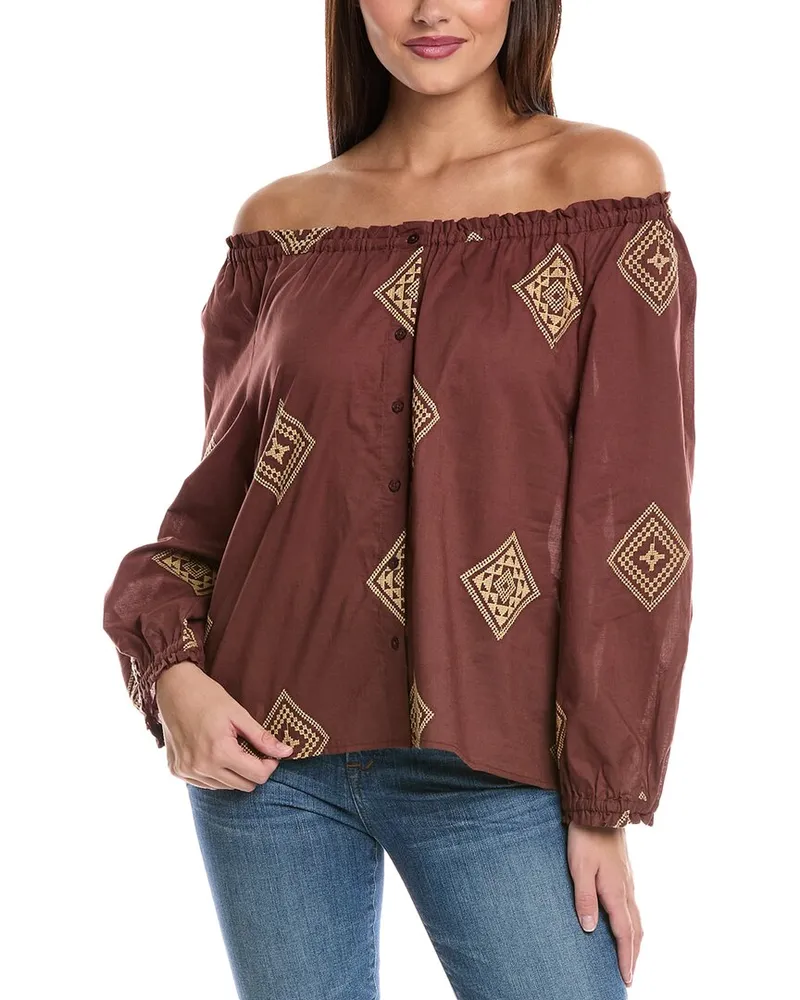 Vince Camuto Off-Shoulder Top Brown