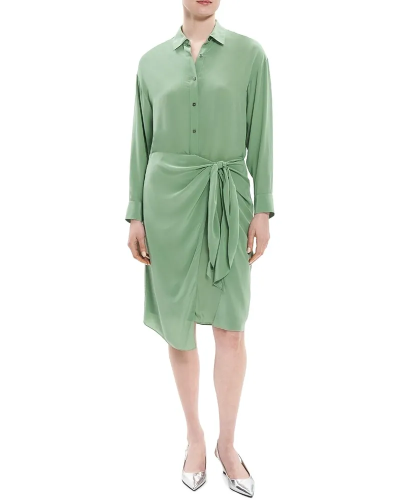 Theory Sarong Shirtdress Green