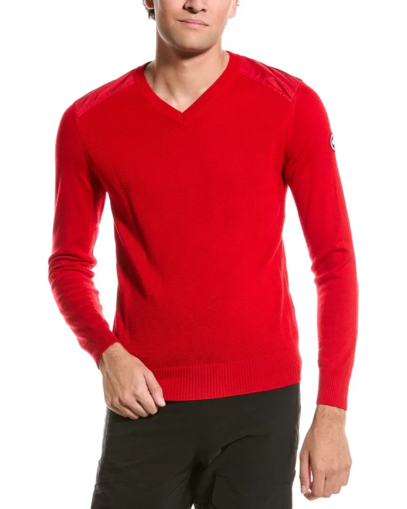 Canada Goose Mcleod Wool V-Neck Sweater Red