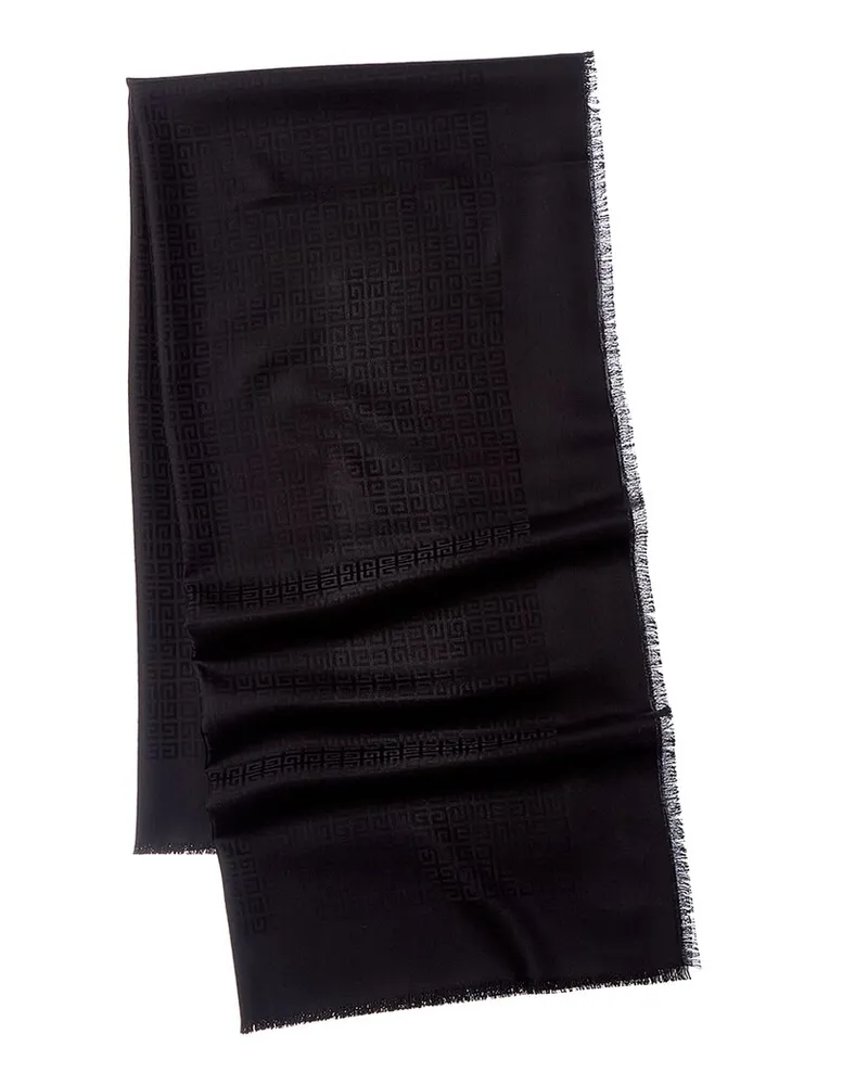 Givenchy 4G Square Large Wool & Silk-Blend Scarf Black