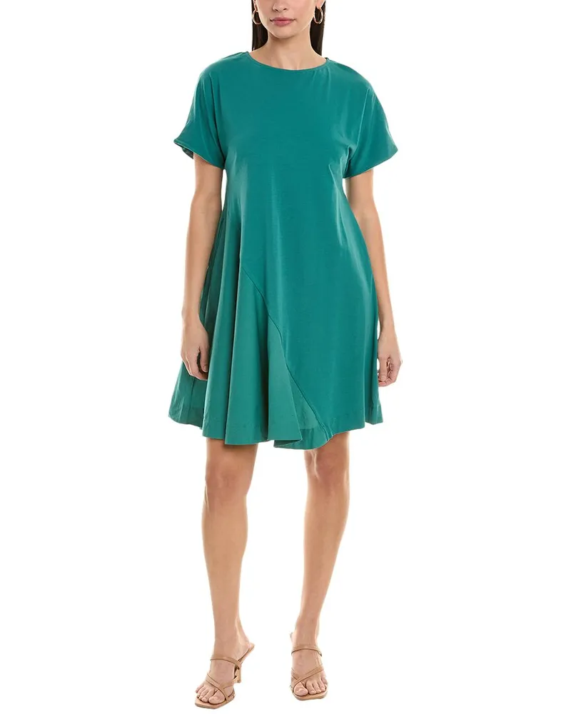 Alpha Studio Flare Panel A-Line Dress Green