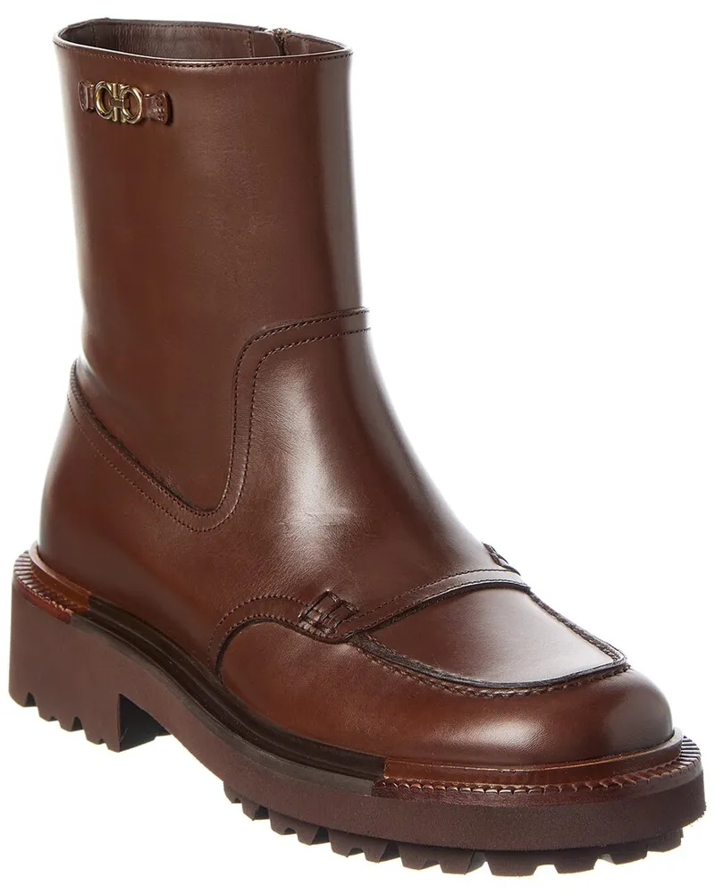Ferragamo Leather Boot Brown
