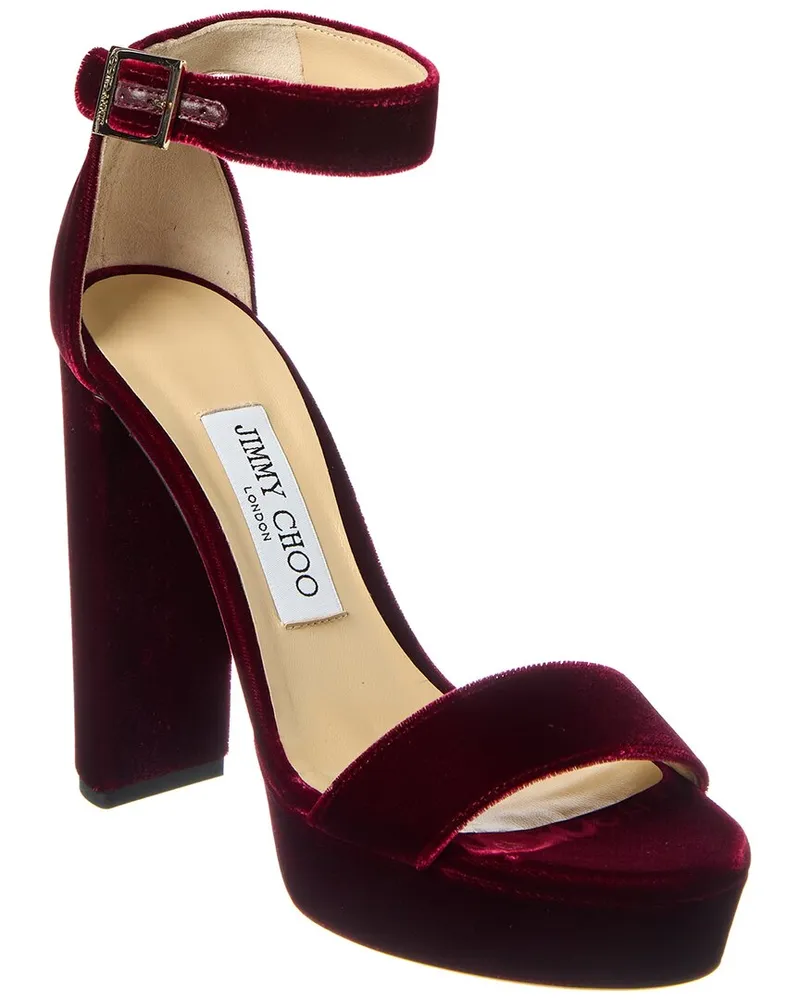 Jimmy Choo Holly 120 Velvet Sandal Red
