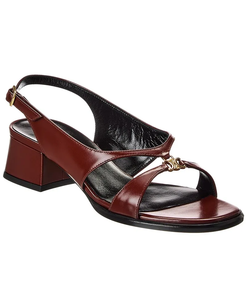 Celine Clemence Triomphe Leather Slingback Sandal Brown