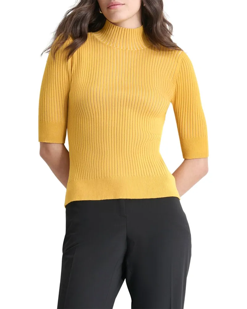 DKNY Mock Neck Sweater Yellow
