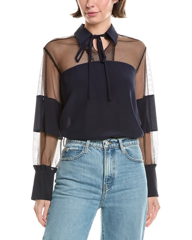 Rebecca Taylor Mesh Silk Blouse Black