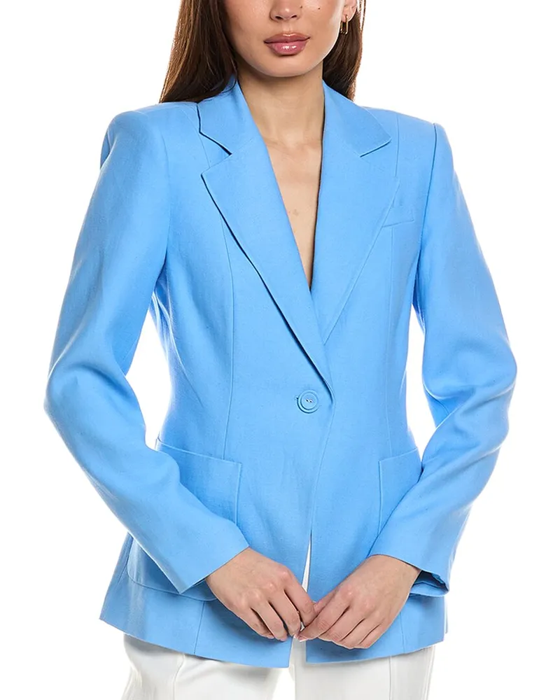 Alexis Leanne Linen-Blend Jacket Blue