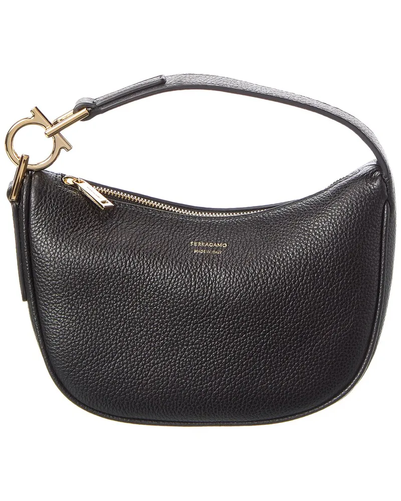 Ferragamo Leather Hobo Bag Black