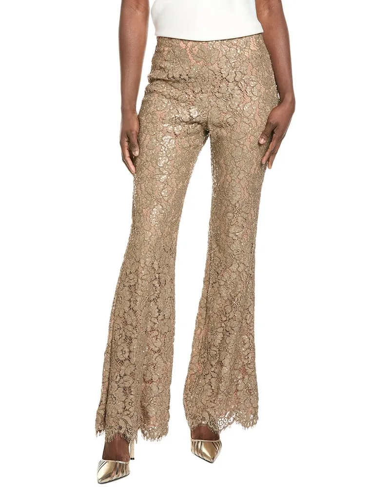 Michael Kors Collection Silk-Lined Lace Bootleg Pant Pink