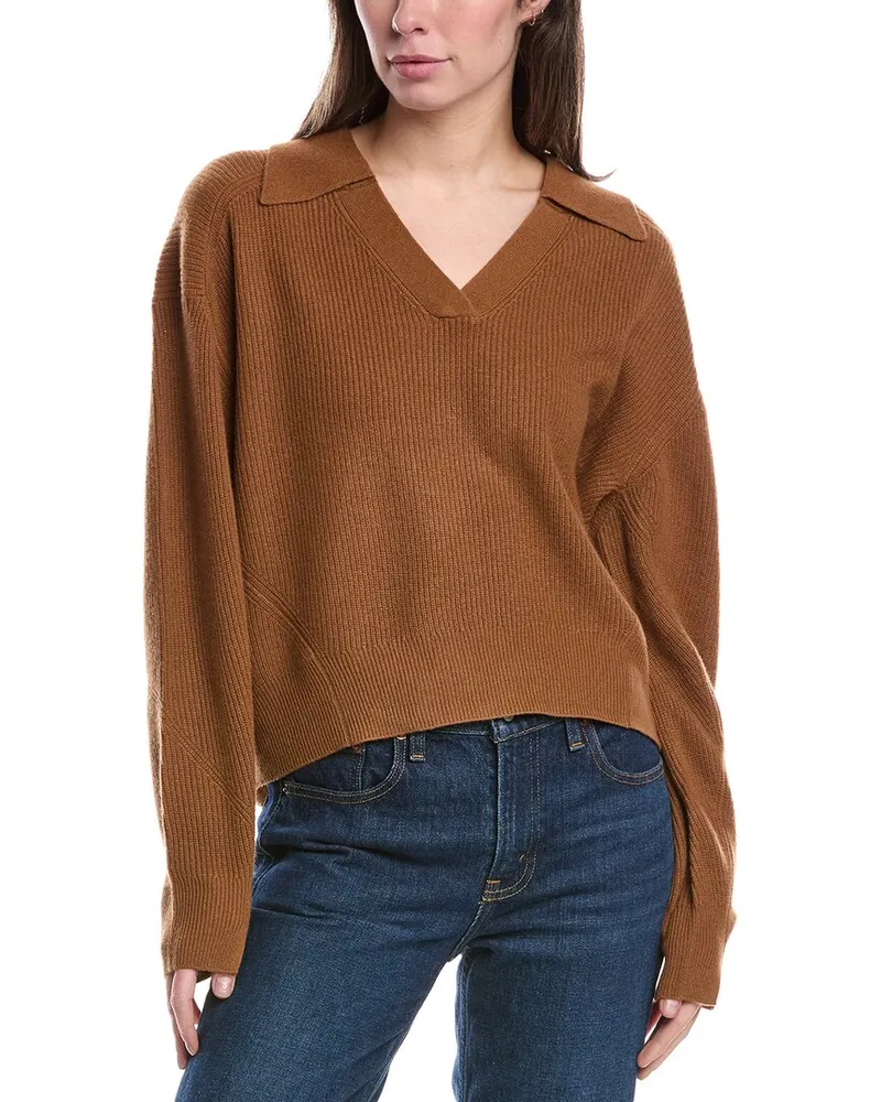 Rag & Bone Pierce Cashmere Polo Sweater Brown