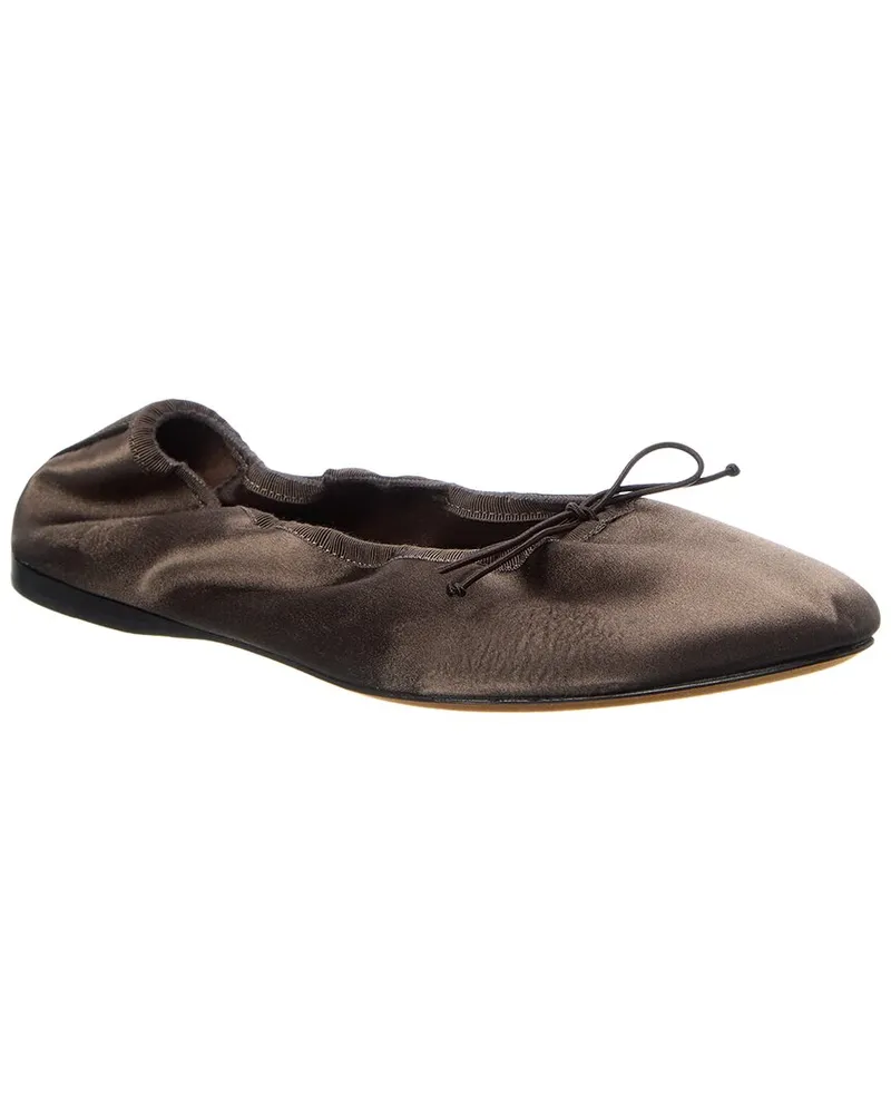 The Row Awar Silk Ballet Flat Brown