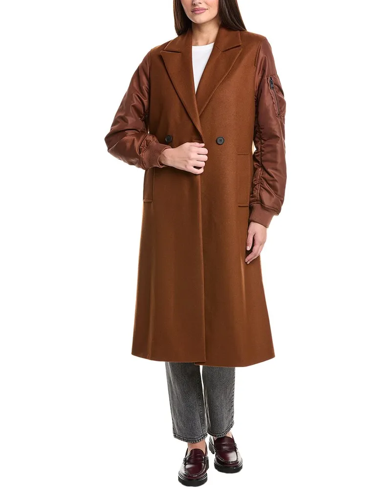 AllSaints Paulah Wool & Cashmere-Blend Coat Brown