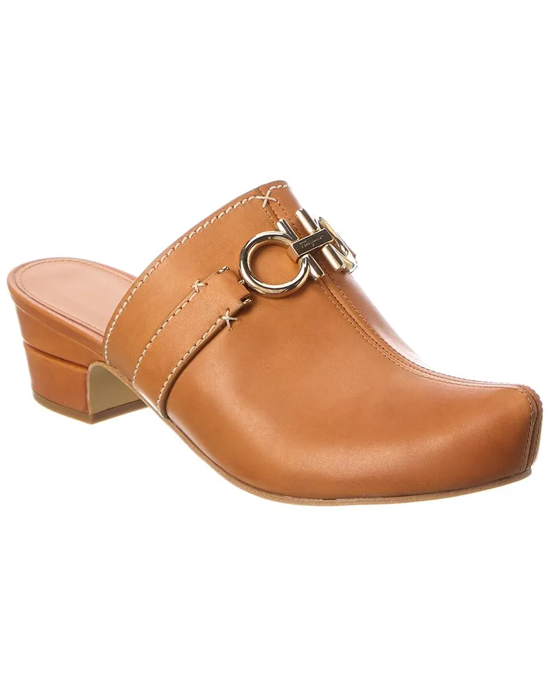 Ferragamo Phobos Leather Mule Brown