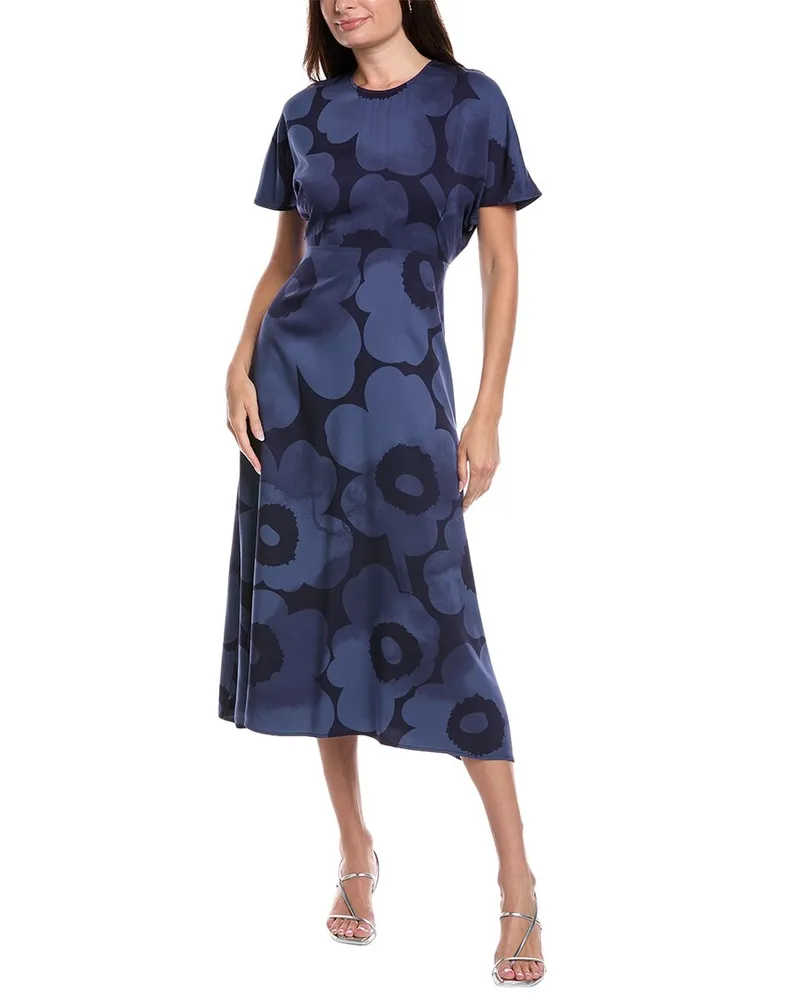 Marimekko Helea Akvarelli Unikko Maxi Dress Blue