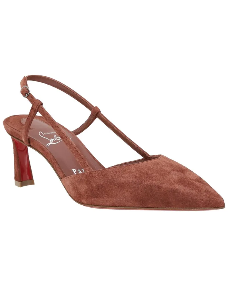 Christian Louboutin Condoroline 55 Suede Slingback Pump Brown