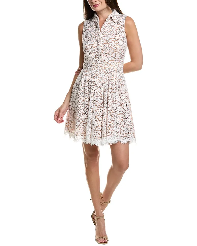 Michael Kors Lace Silk-Lined Shirtdress White