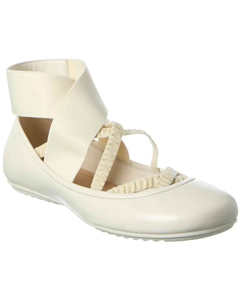 Dior Shade Leather Ballet Flat White