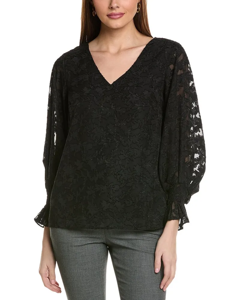 Vince Camuto Burnout Foliage Blouse Black