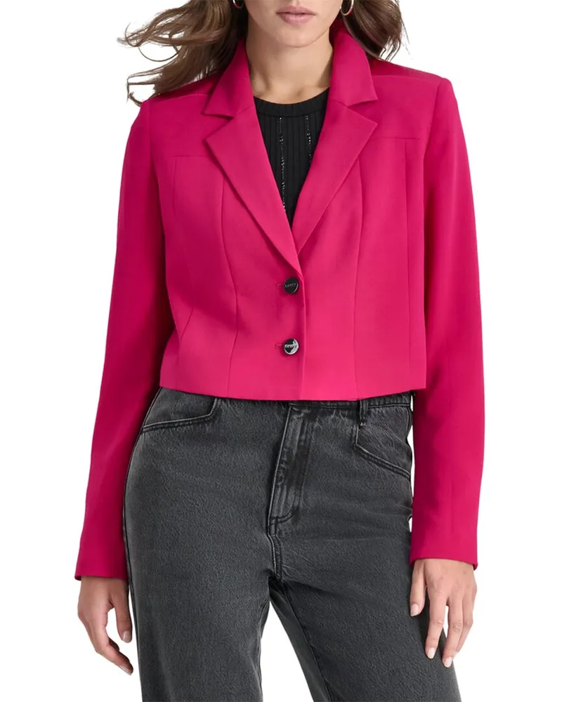 DKNY Cropped Two-Button Blazer Pink