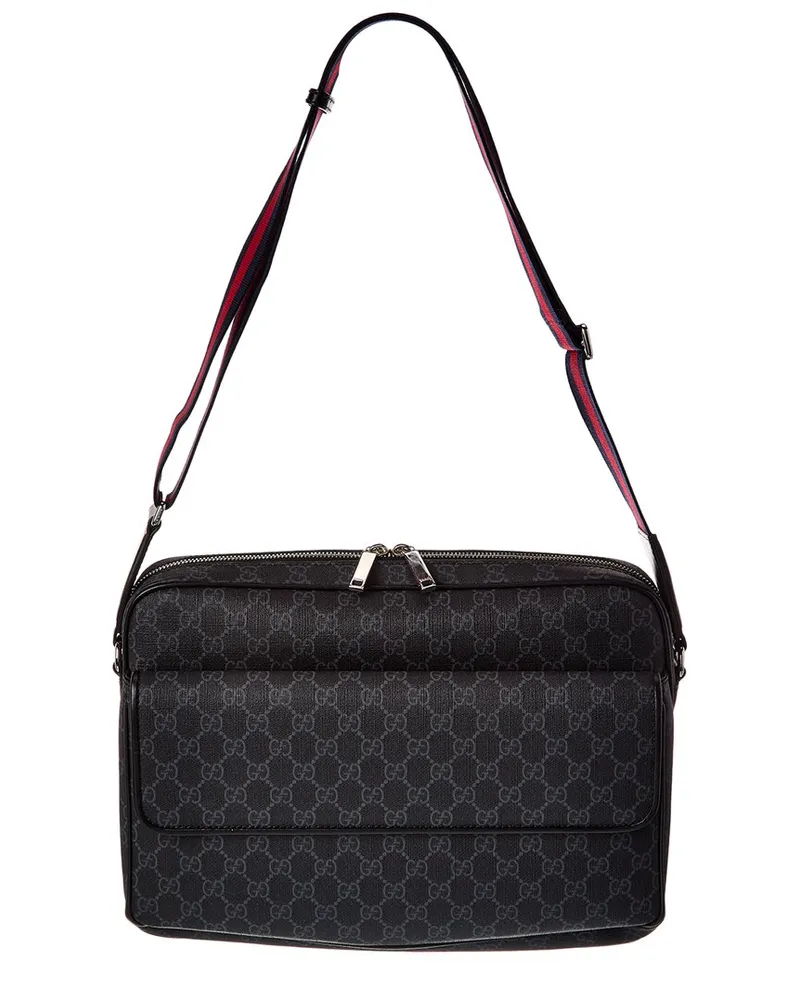 Gucci Medium GG Supreme Canvas & Leather Crossbody Black