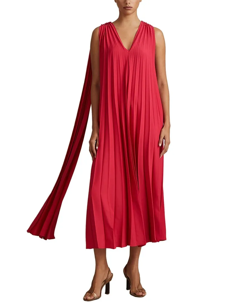 Reiss Loreli Pleated Occasion Gown Red