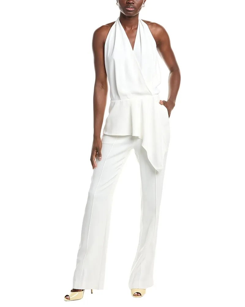 Reiss April Bridal Halter Plunge Jumpsuit White