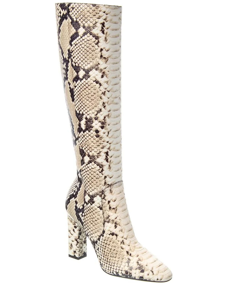 Michael Kors Carly Runway Python-Embossed Leather Knee-High Boot Brown