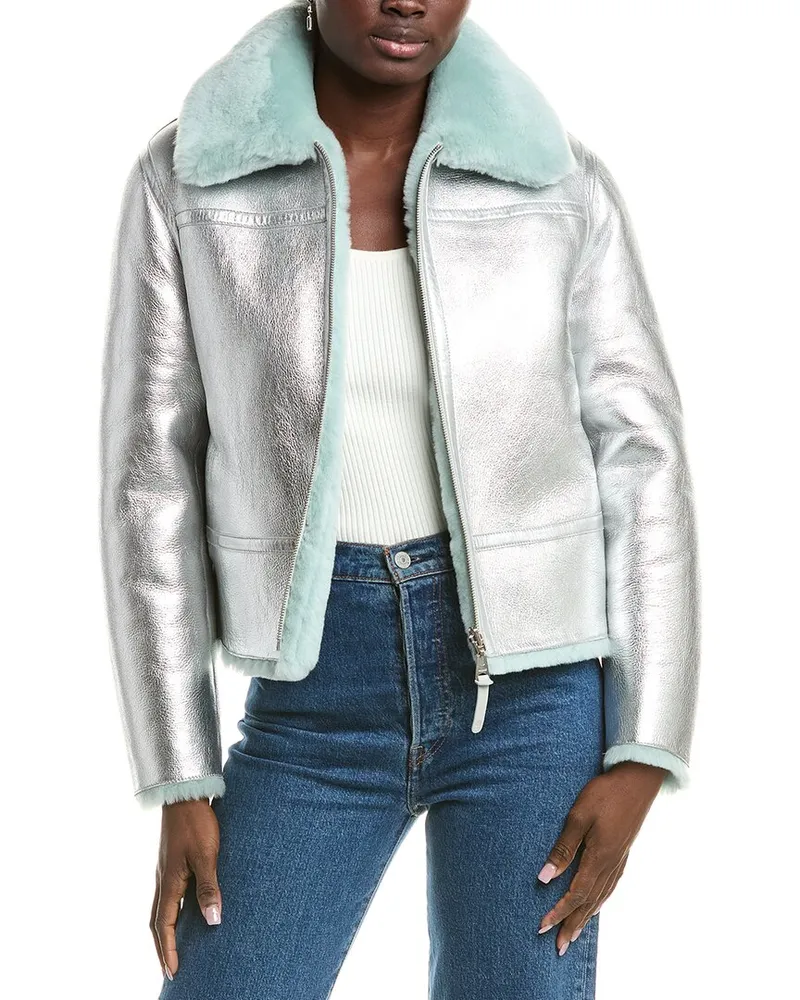 Mackage Betty Reversible Leather Jacket Blue