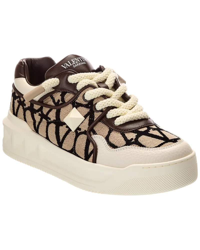 Valentino Garavani One Stud XL Toile Iconographe Canvas & Leather Sneaker Black