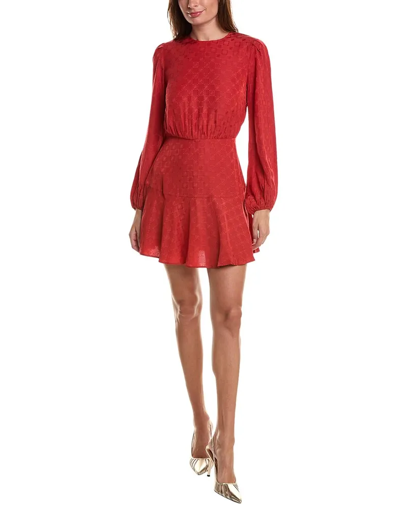 Maje Jacquard Mini Dress Red