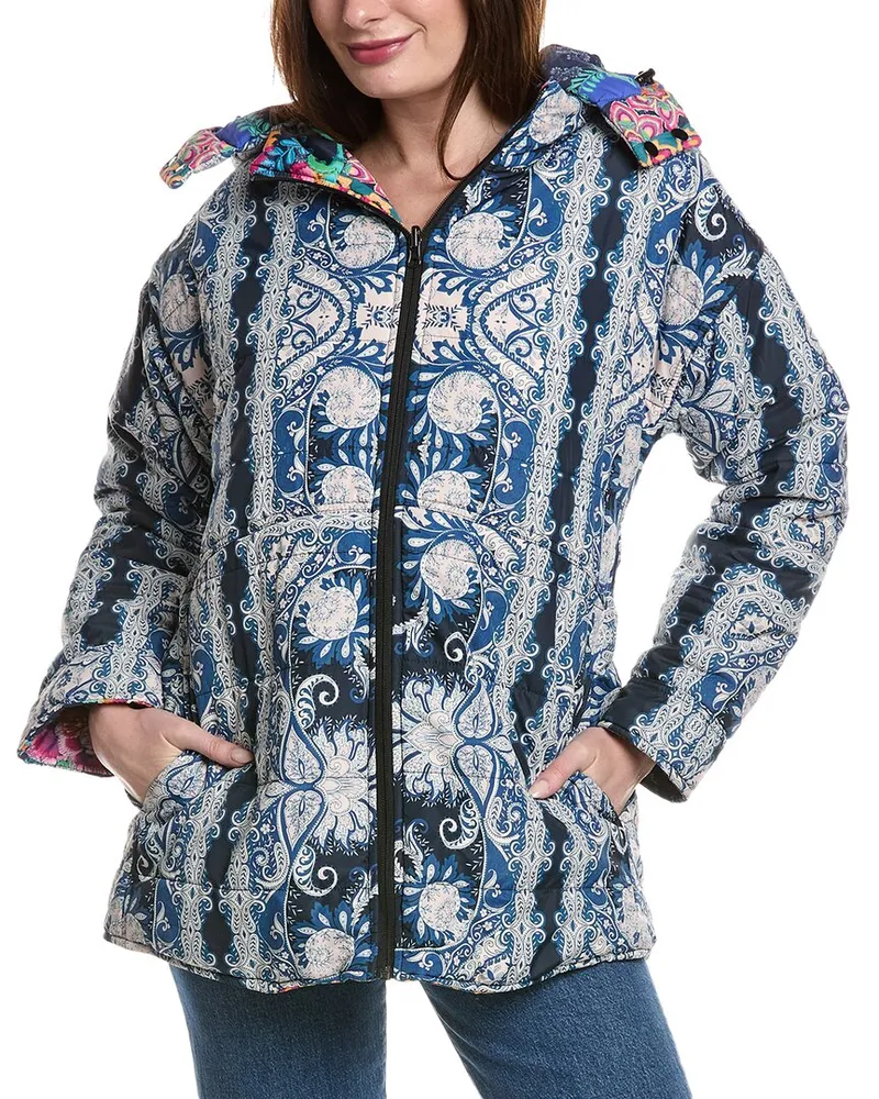 Johnny Was Mauri Reversible Puffer Coat Blue