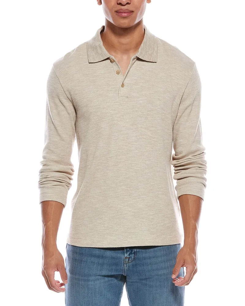 Vince Sunfaded Thermal Polo Sweater Beige