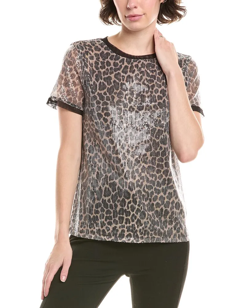 Anne Klein Sequin T-Shirt Tan