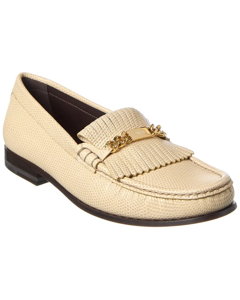 Celine Embossed Leather Loafer Beige